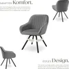 Collage of images showing a gray armchair from different angles, with descriptive text. Produktbild-Vorschau