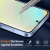 A close-up of a smartphone screen protector being tested for scratch resistance, with marketing text and icons at the bottom. Produktbild-Vorschau