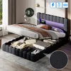 Čalouněná postel s funkcí nabíjení USB a úložným čelem LED, Náhled obrázku produktu 8