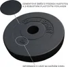 A close-up view of a black weight plate with embossed text and markings. Náhled obrázku produktu