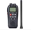 A black Retevis RA26 marine walkie-talkie with its antenna standing next to it, presented on a white background. Náhľad obrázku produktu