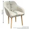 A beige armchair with dimensions indicated by measurement lines and text. Produktbild-Vorschau