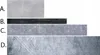 Four different textures or materials are displayed in horizontal strips, labeled A, B, C, and D. Anteprima dell’immagine prodotto