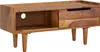 A wooden TV stand with a drawer and an open compartment, shown from the front. Podgląd zdjęcia produktu