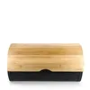 A bread box with a bamboo lid and black base, presented against a white background. Produktbild-Vorschau