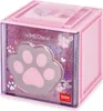A pink desk organizer with a paw print design and glitter accents. Voir les images du produit