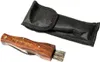A mushroom hunting knife with a wooden handle and a brush, next to its black fabric sheath. Podgląd zdjęcia produktu