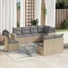 8-tlg. Garten-Sofagarnitur mit Kissen Beige Poly Rattan Produktbild-Vorschau 2