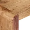 A close-up view of the corner of a wooden bench. Produktbild-Vorschau