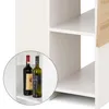 A close-up view of two wine bottles on a shelf within a white furniture unit, with a section of wood grain visible. Voir les images du produit