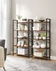 Two industrial-style bookshelves filled with books and decorative items in a living room setting. Produktbild-Vorschau