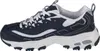 A side view of a single navy and white sneaker. Produktbild-Vorschau