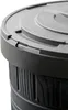Close-up of the lid and top edge of a dark-colored trash can or water barrel. Produktbild-Vorschau