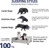 An infographic illustrating different dog sleeping styles and a dog sofa. Podgląd zdjęcia produktu