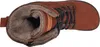 A top-down view of a brown leather boot with black laces and a fuzzy lining. Anteprima dell’immagine prodotto