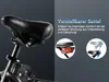 A close-up of a bicycle seat with marketing text and diagrams on the right side. Produktbild-Vorschau