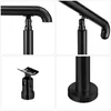 A collage of four close-up images showing different parts and assembly details of a black metal handrail for stairs. Produktbild-Vorschau