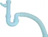 A light blue plastic sink trap with a flexible hose attachment, isolated on a white background. Produktbild-Vorschau