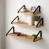 Półki ścienne loft 3 szt wiszące dąb czarny metal do salonu Podgląd zdjęcia produktu 5