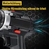 Close-up of a power drill with marketing text and graphics. Produktbild-Vorschau