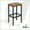 A bar stool with dimensions indicated by measurement lines and numbers. Produktbild-Vorschau