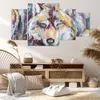 Bild auf Leinwand - Leinwandbild - 4 Teile - Öl Wolf Hund - Produktbild-Vorschau 7