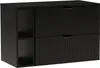 A black vanity unit with two fluted drawers and an open shelf. Náhľad obrázku produktu