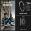 A young man sitting on a curb with a skateboard, and product shots of an AirPod case with accessories. Produktbild-Vorschau