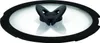 A glass lid with a black handle and rim, shown from a top-down perspective on a white background. Voir les images du produit