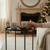 Beistelltisch rund Couchtisch Telefontisch 28x48 cm schwarz Produktbild-Vorschau 3