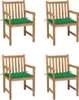 Gartenstühle 4 Stk. mit Grünen Kissen Massivholz Teak Produktbild-Vorschau 1