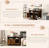 A collage of images showcasing a multi-functional furniture piece used as a cat house and storage cabinet. Produktbild-Vorschau