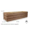 A wooden planter box with dimensions indicated by measurement lines and text. Produktbild-Vorschau