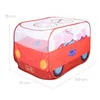 A pop-up play tent shaped like a red car with Peppa Pig characters on the side, shown with dimensions indicated. Náhled obrázku produktu