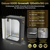 A grow tent with dimensions and features highlighted. Produktbild-Vorschau