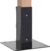 A close-up shot of a black metal post anchor with a wooden post inserted into it, set against a white background. Produktbild-Vorschau