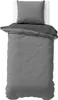 A top-down view of a grey and anthracite duvet cover and pillowcase set. Produktbild-Vorschau