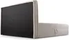 A rear view of a boxspring bed base with a headboard, shown on a white background. Produktbild-Vorschau