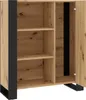 An open cabinet with shelves, made of wood and black accents. Podgląd zdjęcia produktu