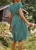 Damen Sommer Boho Kurzes Grünes XL Kleid mit Rüsche und Produktbild-Vorschau 5