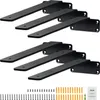 A set of black metal shelf brackets and hardware are laid out on a white background. Anteprima dell’immagine prodotto