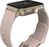 A close-up side view of a smartwatch with a pink strap and a gold casing. Náhled obrázku produktu