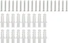 A set of screws and wall plugs arranged in rows on a white background. Produktbild-Vorschau