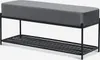 A modern bench with a shoe rack underneath, presented against a white background. Produktbild-Vorschau