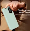 A hand holding a light green flip phone case with a smart view window. Text overlays describe the product's features. Náhled obrázku produktu
