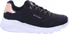 A single black Skechers sneaker with white soles and rose gold accents is shown against a white background. Voir les images du produit