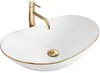 Lavabo Da Appoggio REA ROYAL White Gold Edge Oval Anteprima dell’immagine prodotto 1
