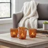 8er Set Windlicht 7,5cm Glas Orange Braun Teelichthalter Produktbild-Vorschau 4