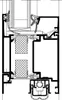 A detailed technical drawing or cross-section of a window or door sealing system. Produktbild-Vorschau