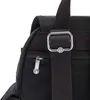 A close-up view of a black backpack's strap and zipper. Produktbild-Vorschau